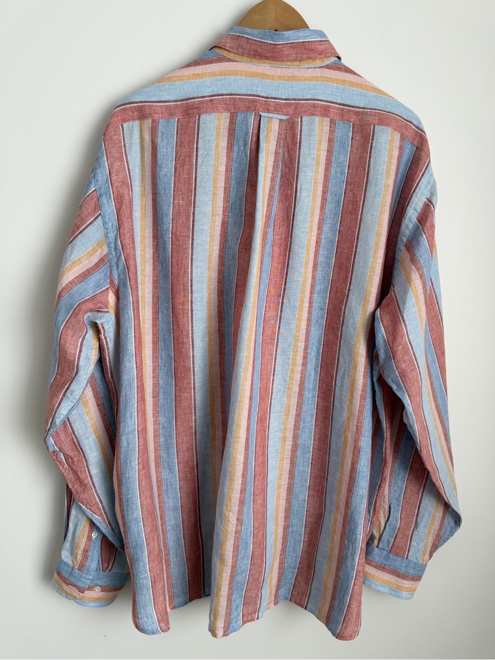 Vintage Façonnable Multicolor Striped 100% Linen Long Sleeve Shirt Size XL - Picture 3 of 10